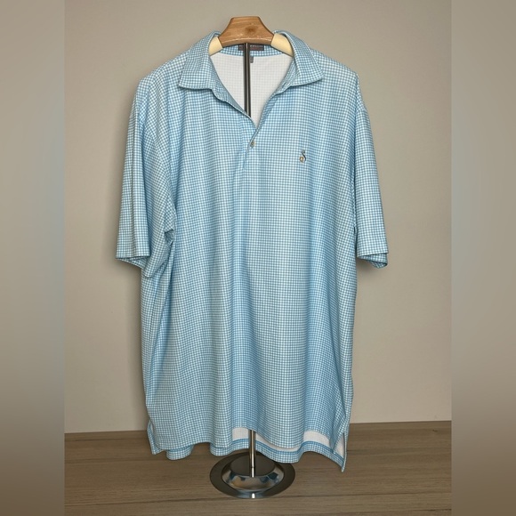 Peter Millar | Summer Comfort | Blue Check Polo Tee Golfing Outdoor Casual - Picture 1 of 3